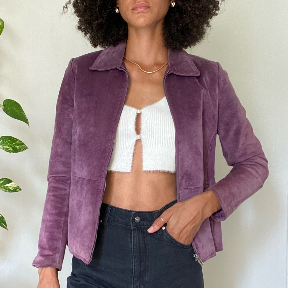 CHARTER CLUB purple suede jacket-US small/2